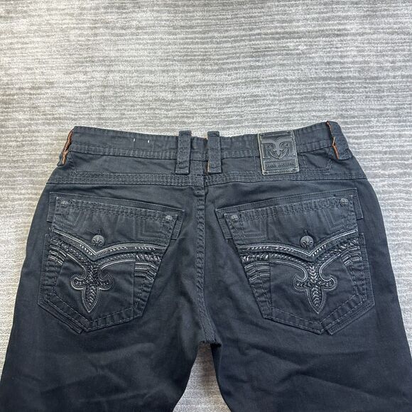 Rock Revival Jeans Mens 40x33 Black Denim Pants Geras Straight